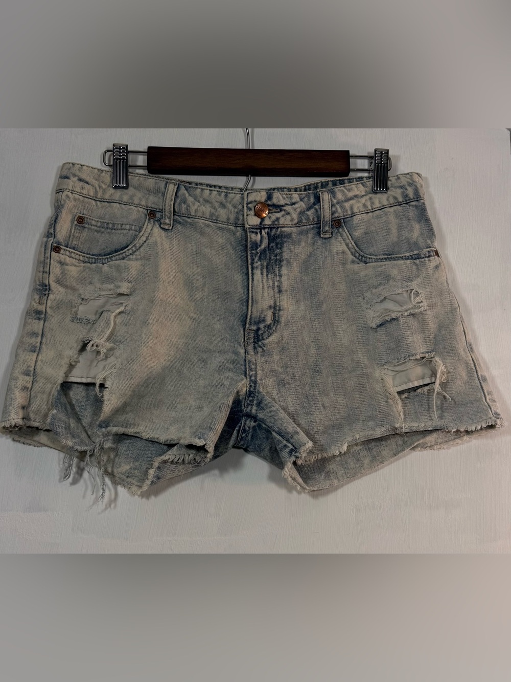 Rusty Distressed Light Blue Jean Shorts - Picture 16 of 16